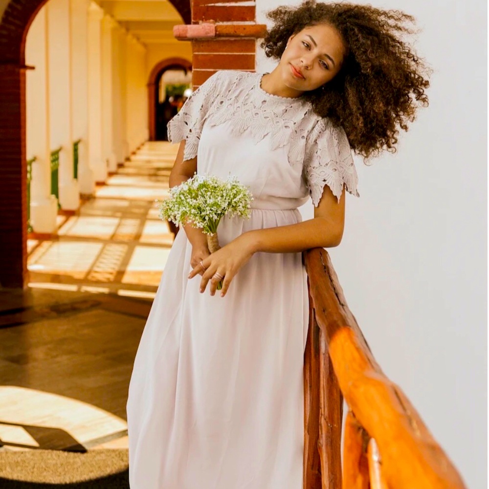 Roolee Fiona lace dress in silver